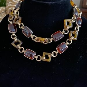 Brown and Gold Link Necklace